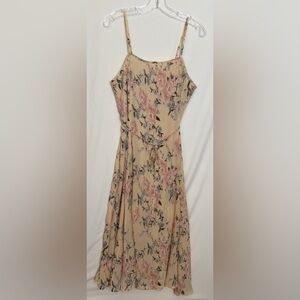 Lovestitch Floral Boho Maxi Dress, Size S, Beige/Pink